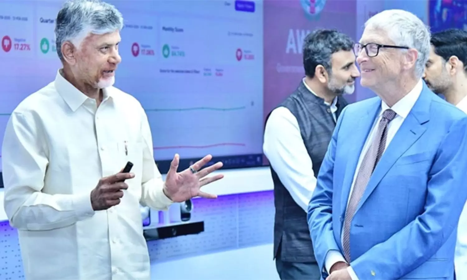 Bill Gates Visits AP RTGS Center: అమరావతిలో బిల్గేట్స్ సందడి.. ఏపీ ఆర్టీజీఎస్ సెంటర్ చూసి ఫిదా.. చంద్రబాబు విజన్పై ప్రశంసల జల్లు! Bill Gates Visits AP RTGS Center: అమరావతిలో బిల్గేట్స్ సందడి.. ఏపీ ఆర్టీజీఎస్ సెంటర్ చూసి ఫిదా.. చంద్రబాబు విజన్పై ప్రశంసల జల్లు!