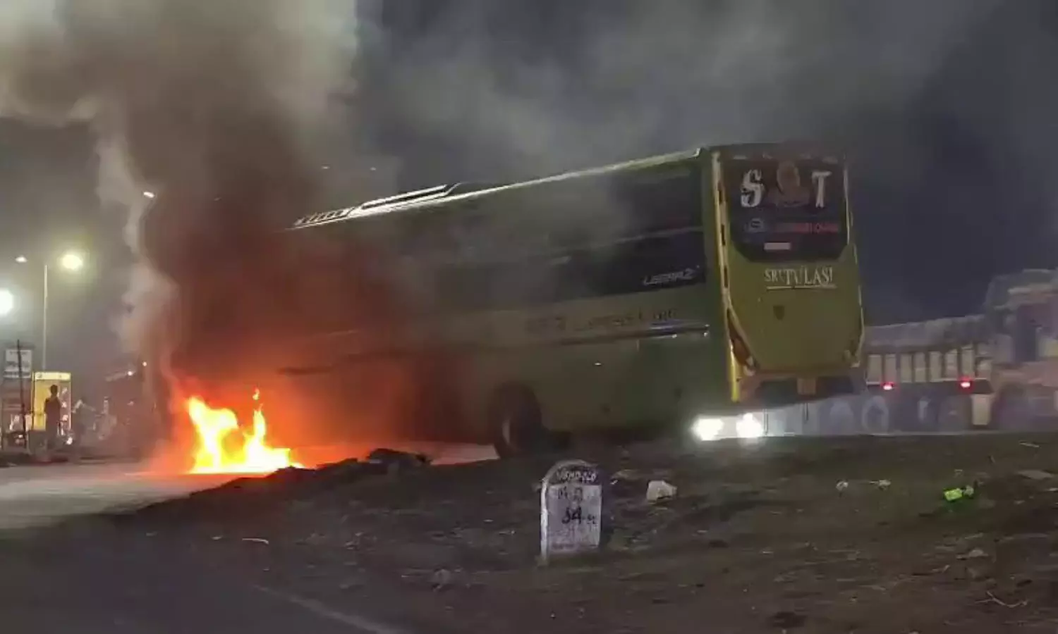 Private Bus Burnt Private Bus Burnt
