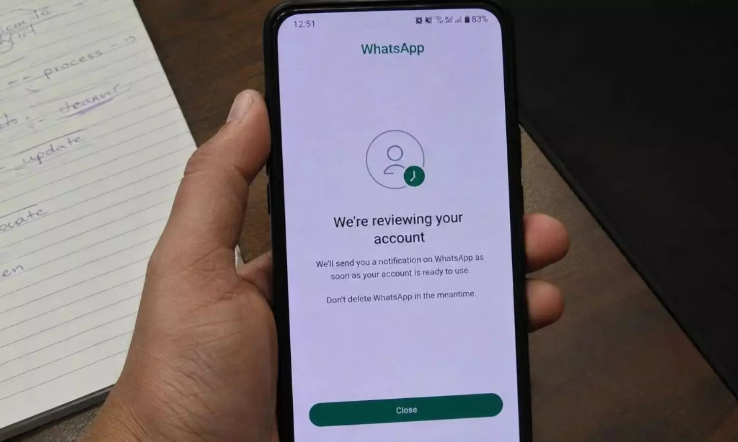 WhatsApp account under review