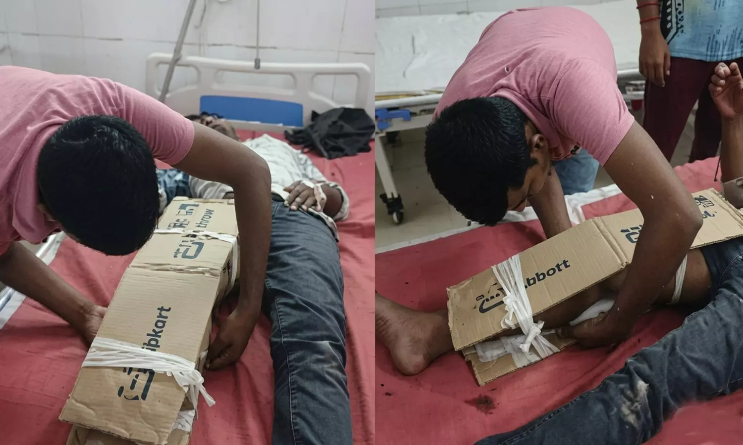bihar hospital cardboard bandage fracture treatment viral