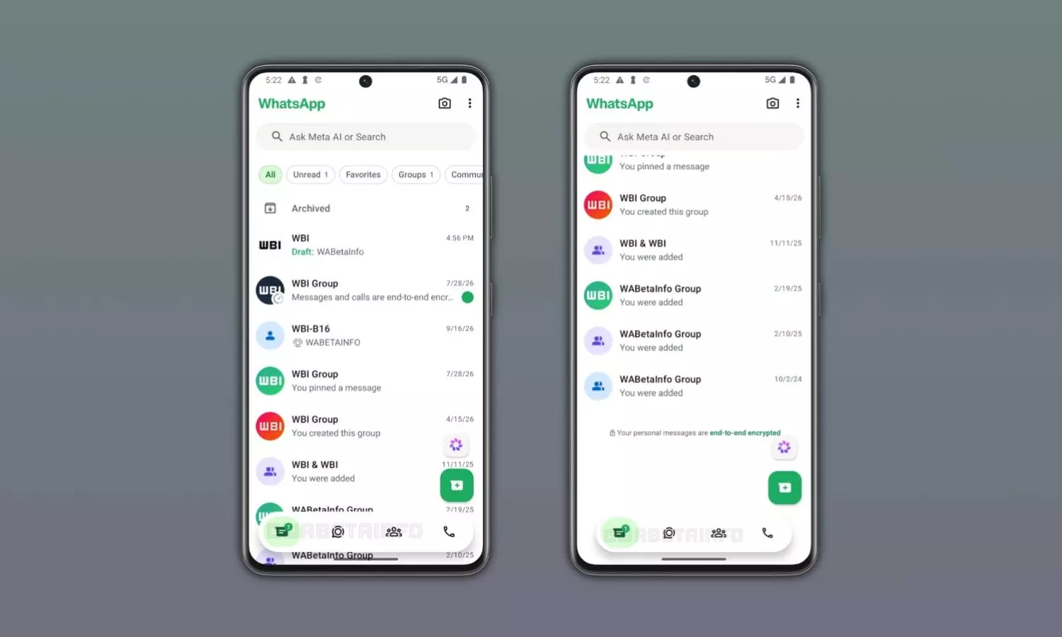 WhatsApp Dynamic Navigation Bar